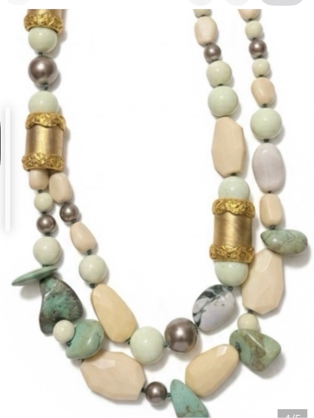 Alexis Bittar Agate Turquoise and Pearl Multi-Bead Statement Necklace